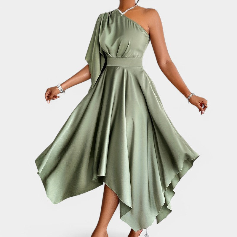 Kvinders Asymmetrisk Peplum Kjole i Polyester 2