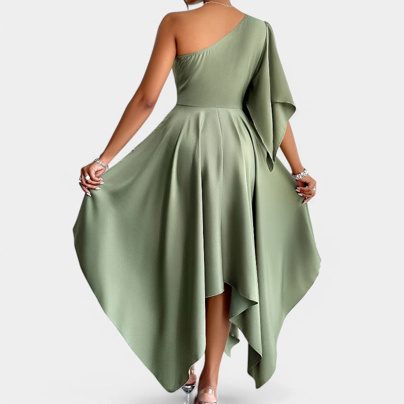 Kvinders Asymmetrisk Peplum Kjole i Polyester 3