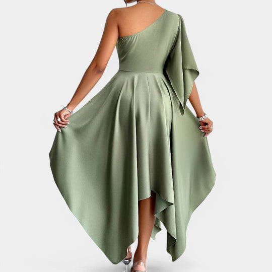 Kvinders Asymmetrisk Peplum Kjole i Polyester 3