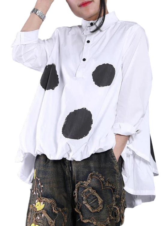 Kvinders Asymmetrisk Skjorte med Prikker 0