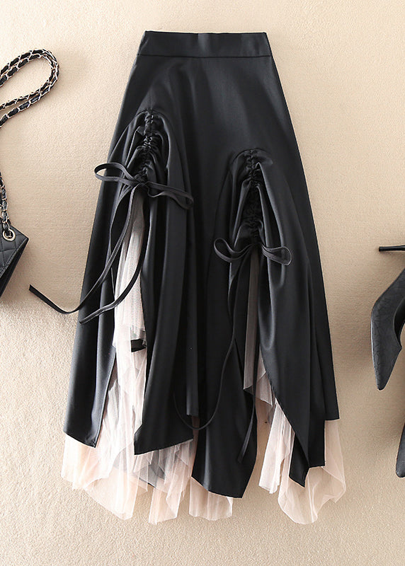 Kvinders Asymmetrisk Tulle Nederdel med Snøre 0