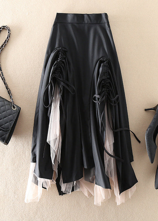 Kvinders Asymmetrisk Tulle Nederdel med Snøre 1