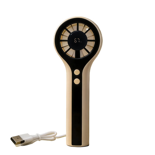 Kvinders Bærbare Mini Håndventilator med LCD Display - Trendy Design og USB-Opladning 0
