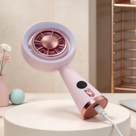 Kvinders Bærbare Miniventilator med LED Belysning og Digital Display 2