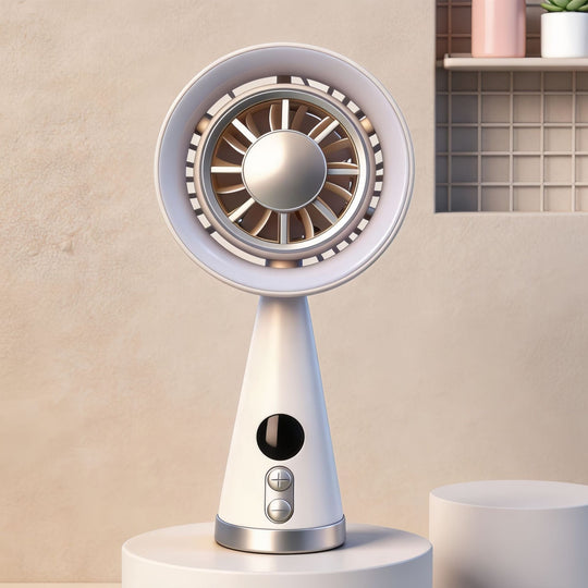 Kvinders Bærbare Miniventilator med LED Belysning og Digital Display 4