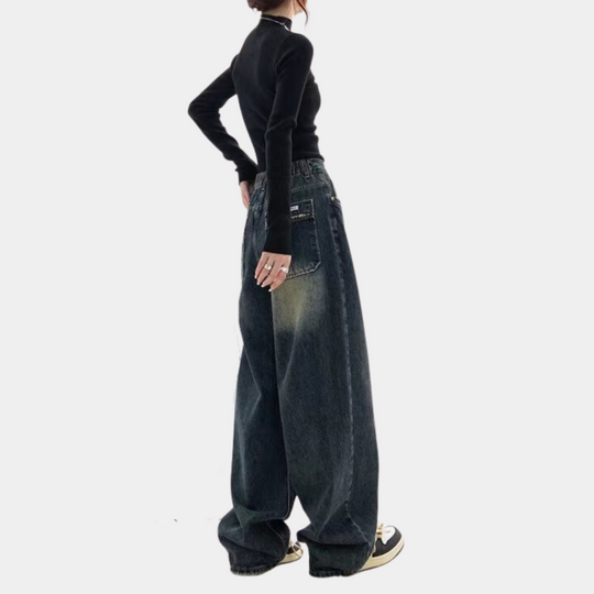 Kvinders Baggy Jeans Casual Fit med Justerbar Talje 1