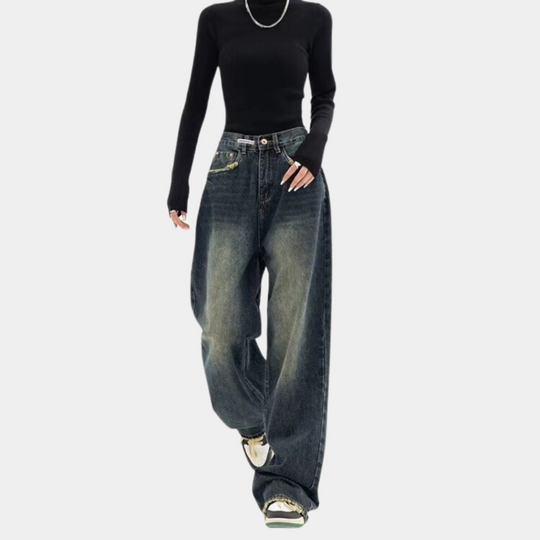Kvinders Baggy Jeans Casual Fit med Justerbar Talje 3