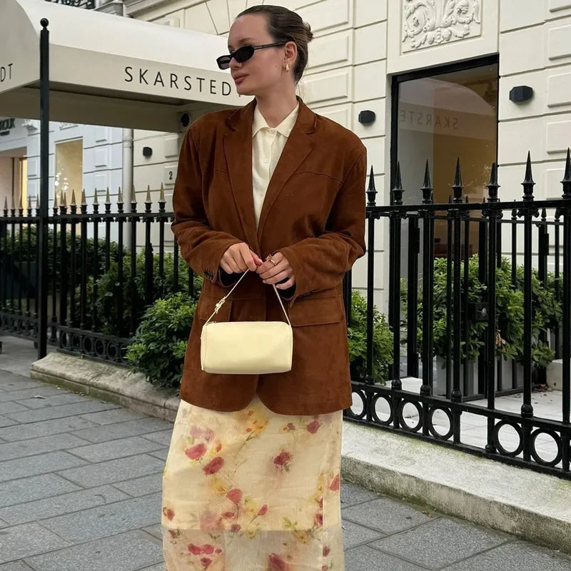 Kvinders Blazer Jakke Cropped Fit Med Lange Ærmer 2