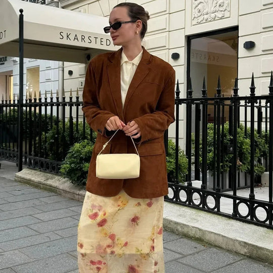 Kvinders Blazer Jakke Cropped Fit Med Lange Ærmer 2