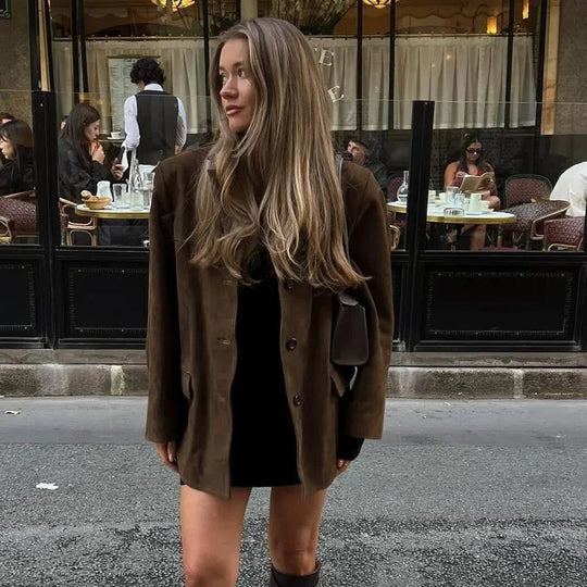 Kvinders Blazer Jakke Cropped Fit Med Lange Ærmer 3