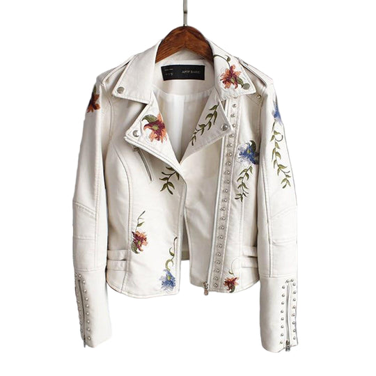Kvinders Blomstret Jakke i Kunstlæder 0