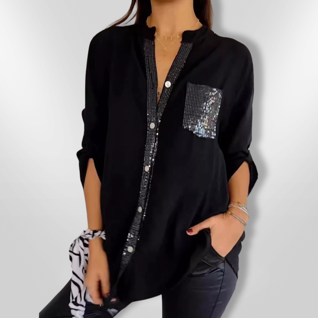 Kvinders Bluse Chic med Pailletter 0