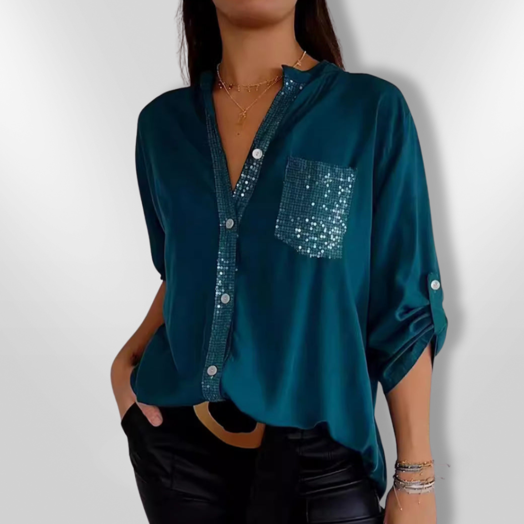 Kvinders Bluse Chic med Pailletter 4