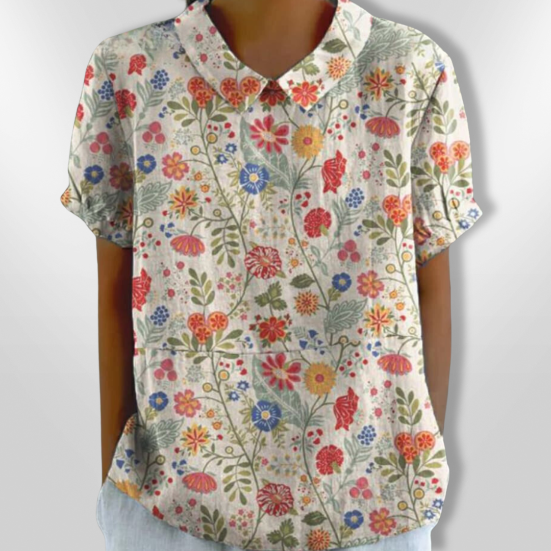 Kvinders Bluse Med Blomsterprint Lette Materialer 0