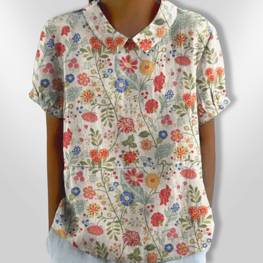 Kvinders Bluse Med Blomsterprint Lette Materialer 0