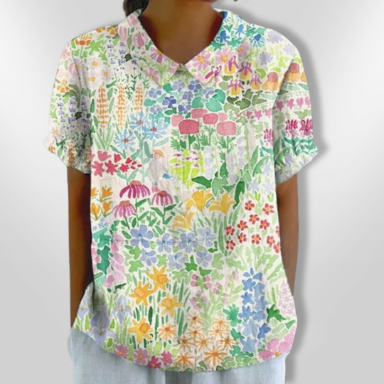Kvinders Bluse Med Blomsterprint Lette Materialer 6