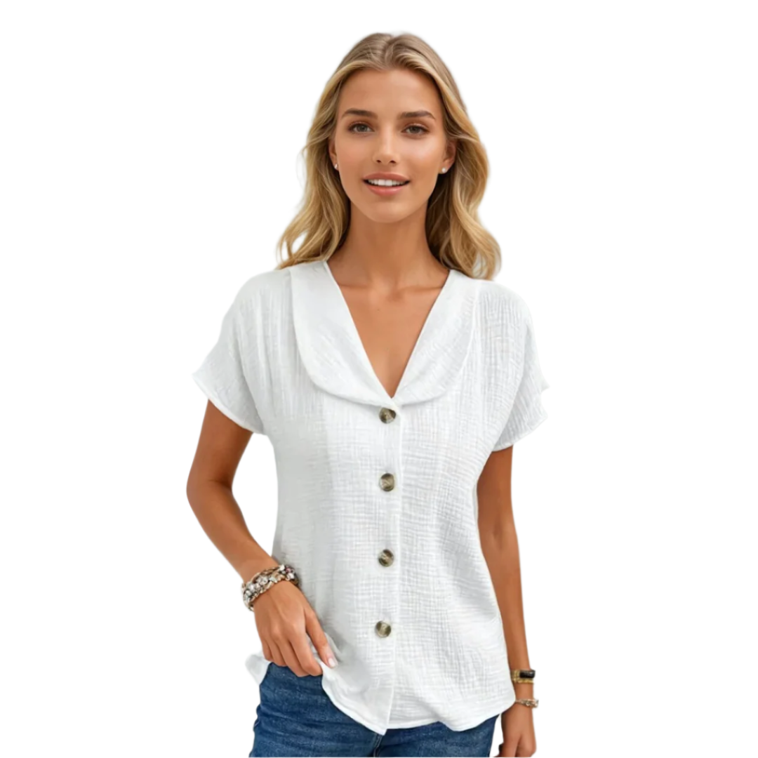 Kvinders Bluse Med Krave og Knapper 0