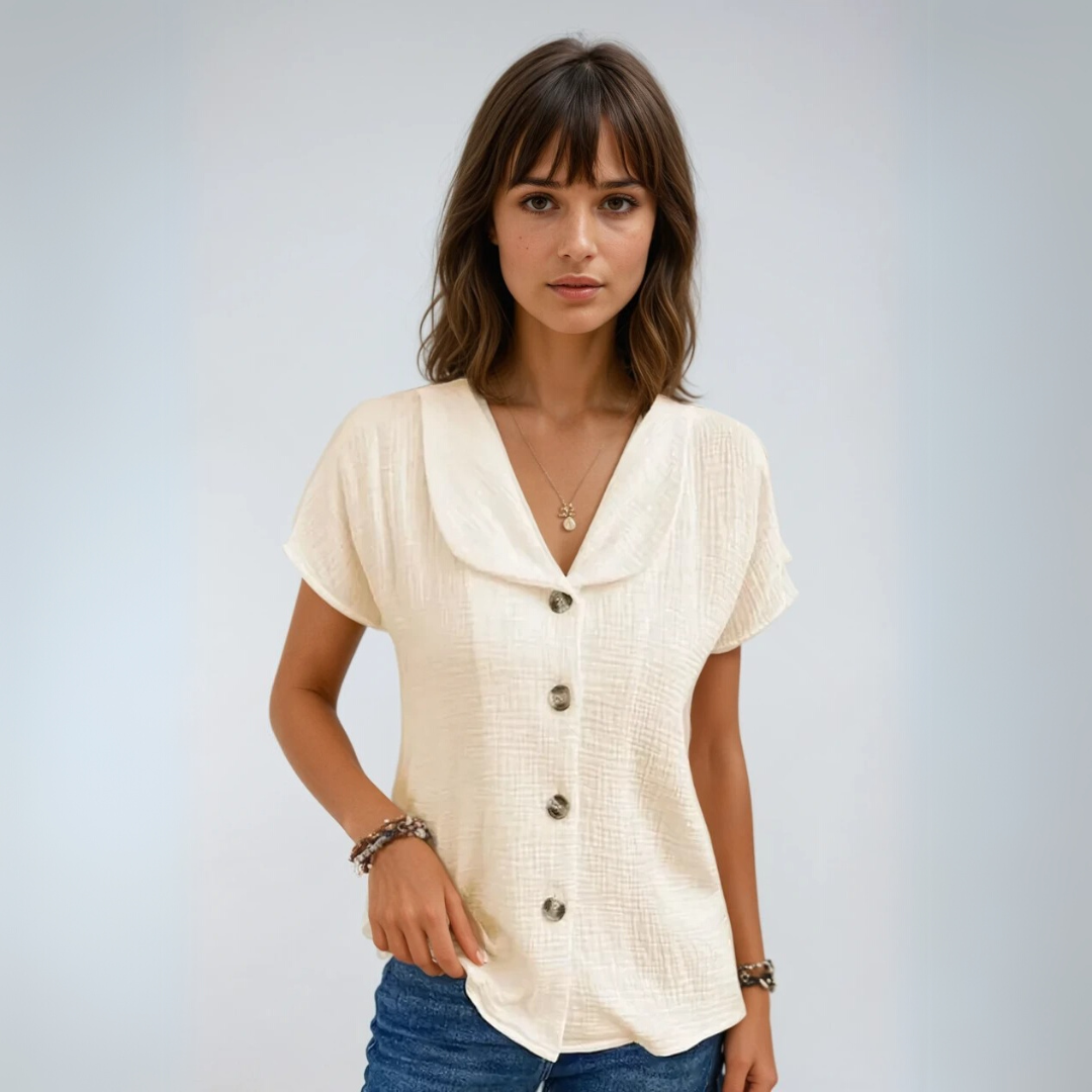 Kvinders Bluse Med Krave og Knapper 1
