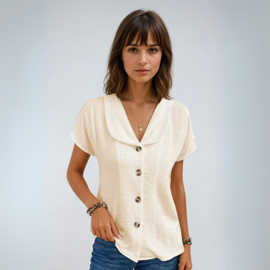Kvinders Bluse Med Krave og Knapper 1