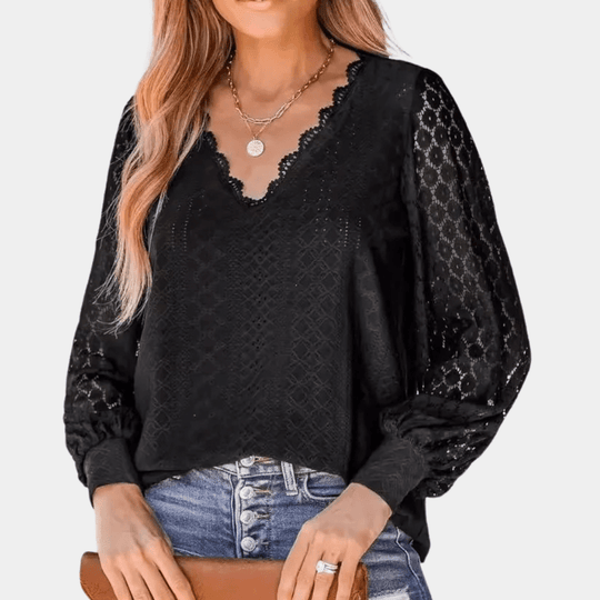 Kvinders Bluse i Lace med V-udskæring 3