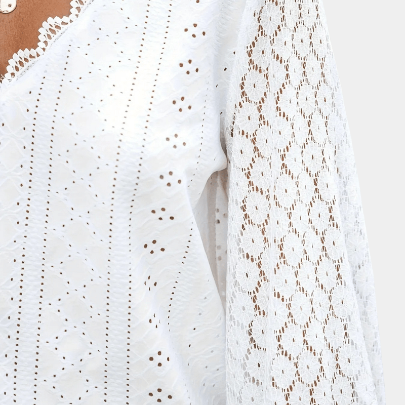 Kvinders Bluse i Lace med V-udskæring 7