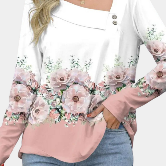 Kvinders Bluse med Blomsterprint og Flatterende Silhuet 3