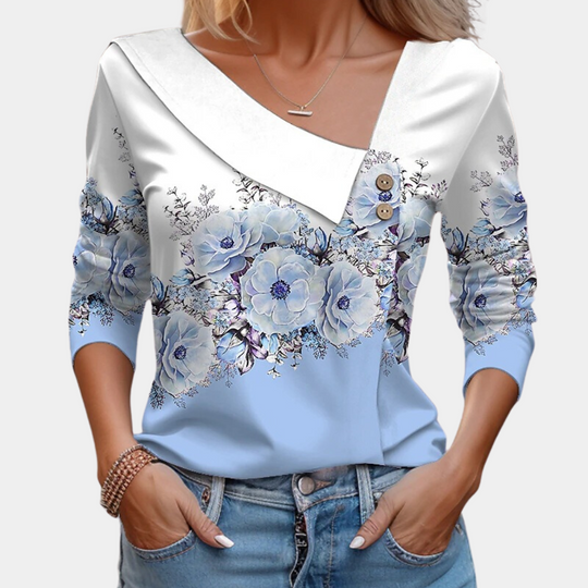 Kvinders Bluse med Blomsterprint og Flatterende Silhuet 5