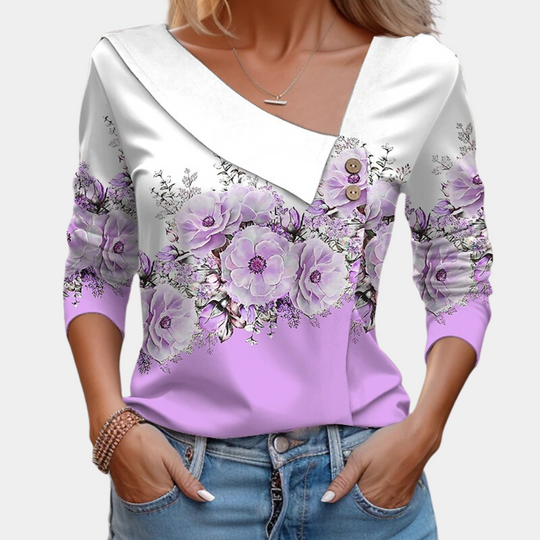 Kvinders Bluse med Blomsterprint og Flatterende Silhuet 6
