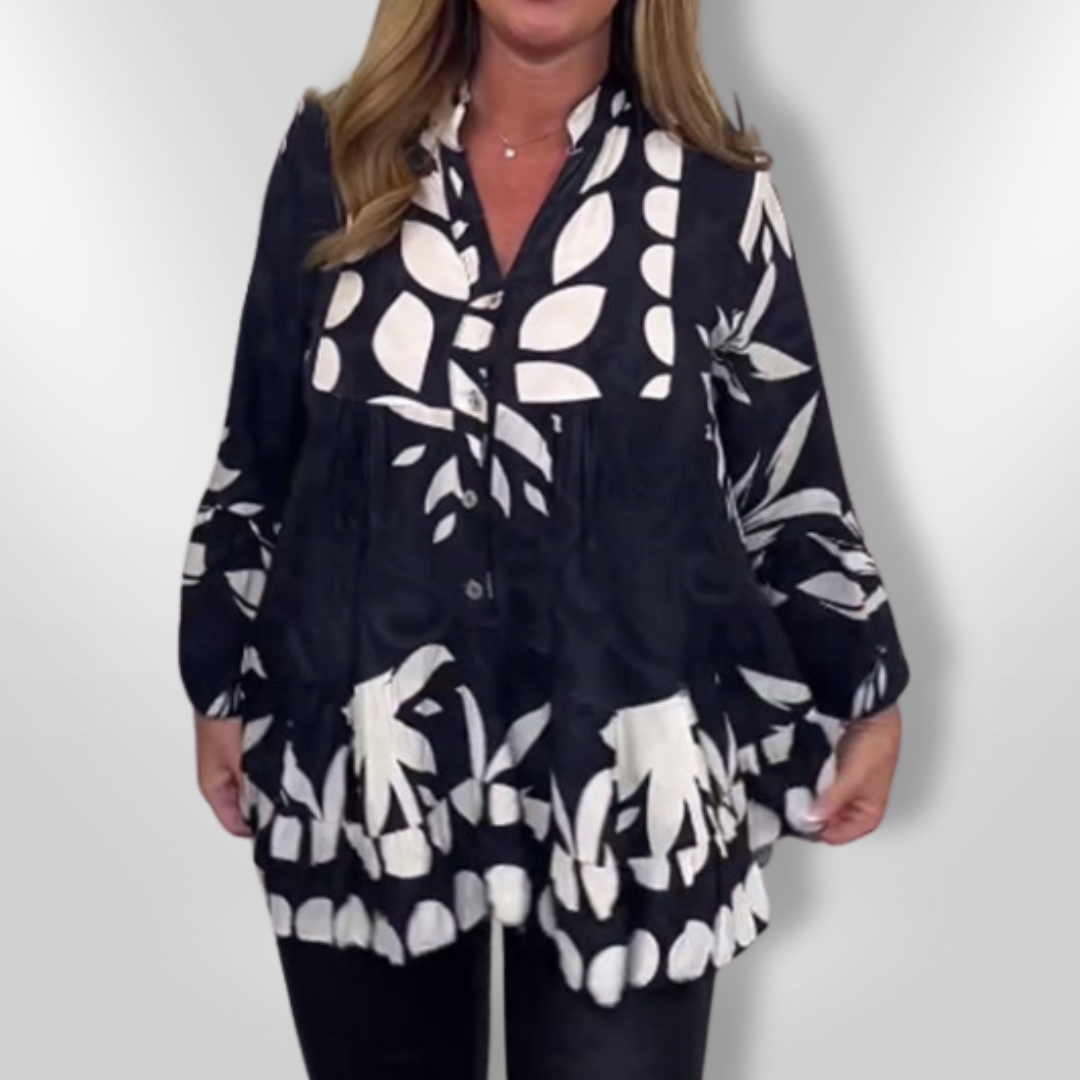 Kvinders Bluse med Flæser og Blomsterprint 0