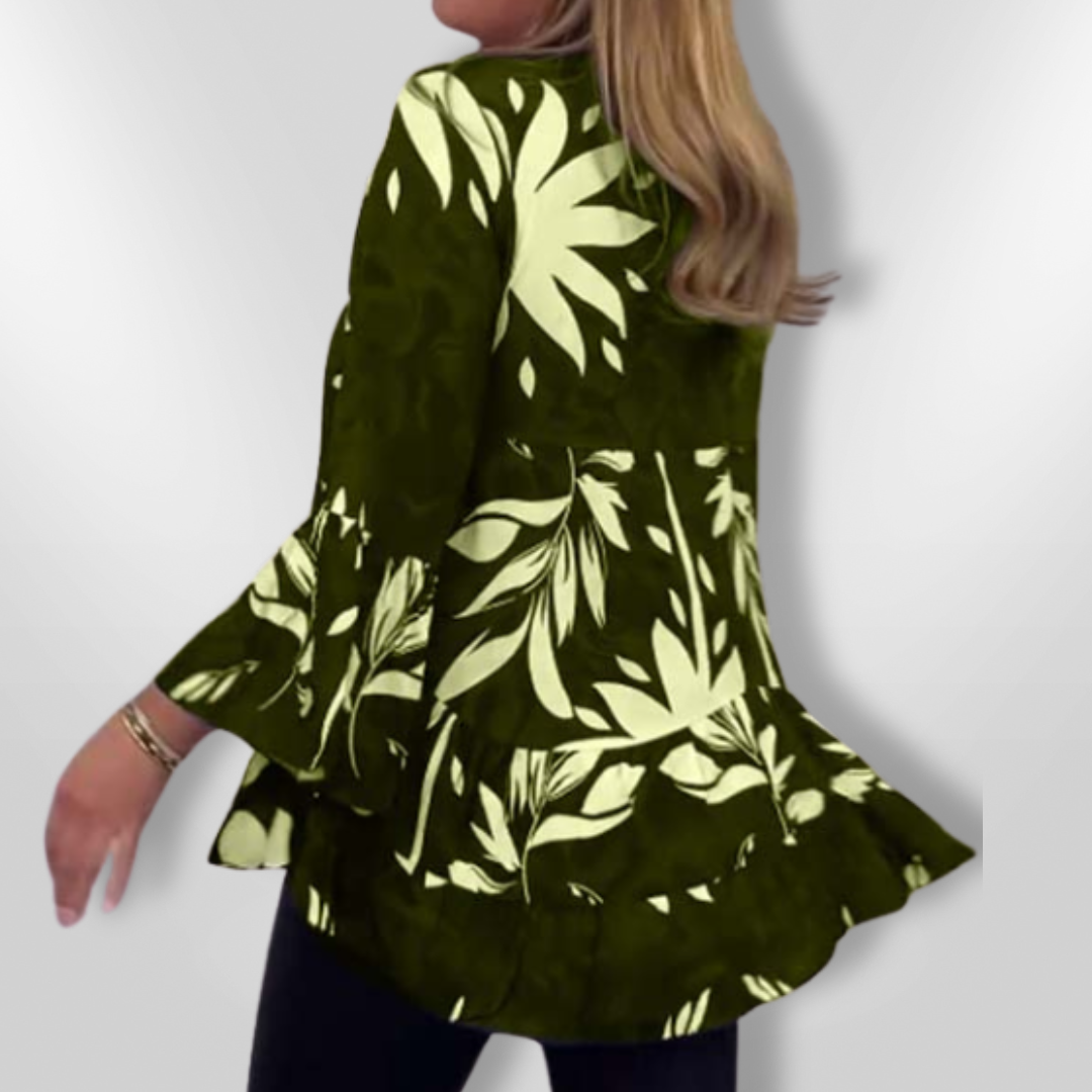 Kvinders Bluse med Flæser og Blomsterprint 2