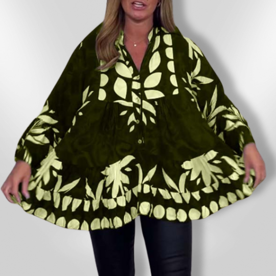 Kvinders Bluse med Flæser og Blomsterprint 3