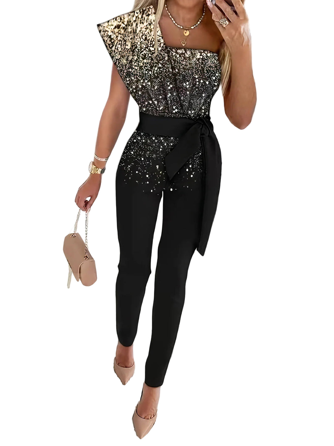 Kvinders Bodycon Jumpsuit med Glitter 0