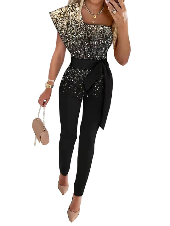 Kvinders Bodycon Jumpsuit med Glitter 0
