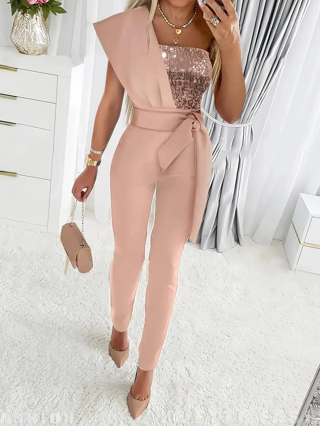 Kvinders Bodycon Jumpsuit med Glitter 2
