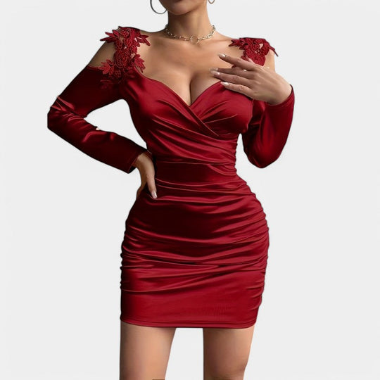 Kvinders Bodycon Kjole Langærmet Satin 1