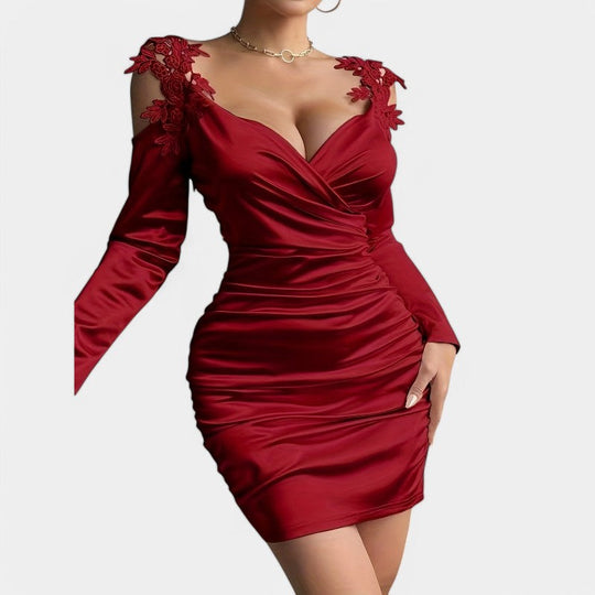 Kvinders Bodycon Kjole Langærmet Satin 2