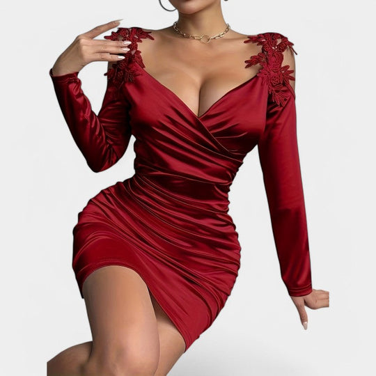 Kvinders Bodycon Kjole Langærmet Satin 3
