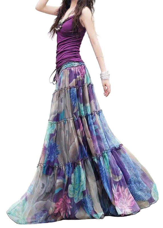 Kvinders Bohemian Nederdel med Snøre og Rynket Design 0