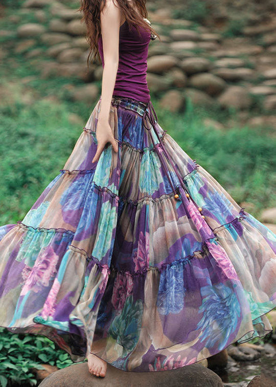 Kvinders Bohemian Nederdel med Snøre og Rynket Design 1