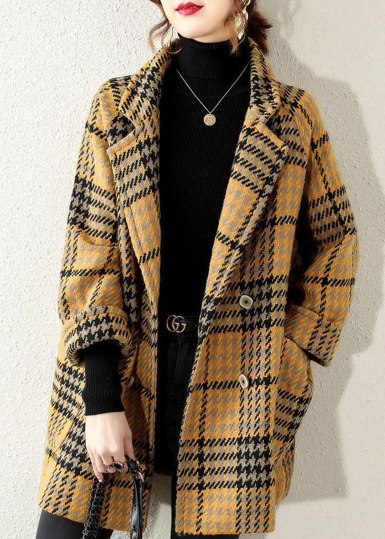 Kvinders Bohemian Plaid Coat med Peter Pan Krave 2