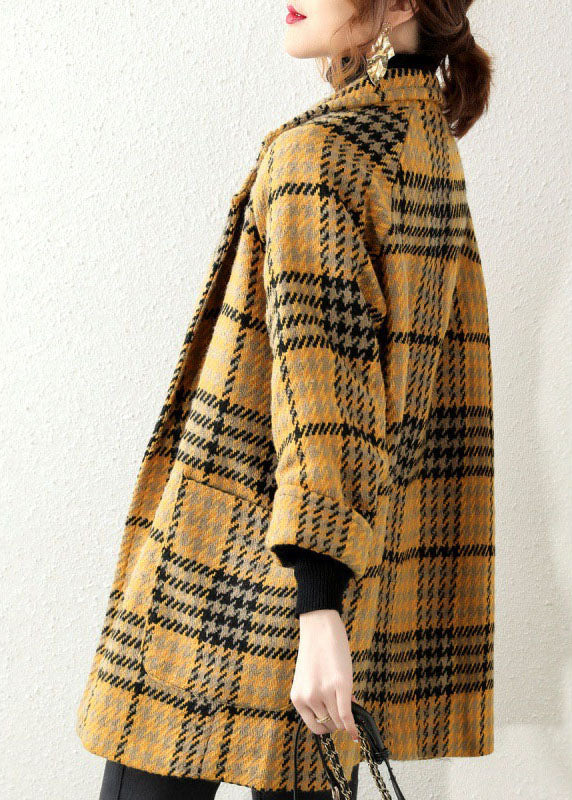 Kvinders Bohemian Plaid Coat med Peter Pan Krave 3
