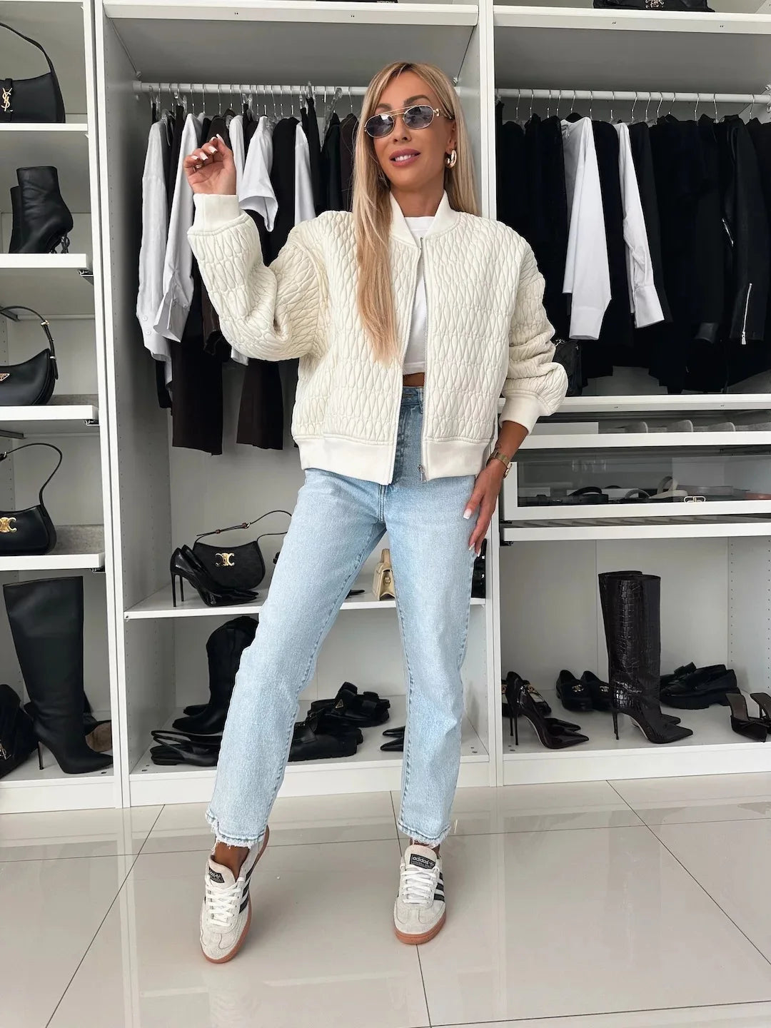 Kvinders Bomberjakke Quilted Lynlås Ribbet Kant 3