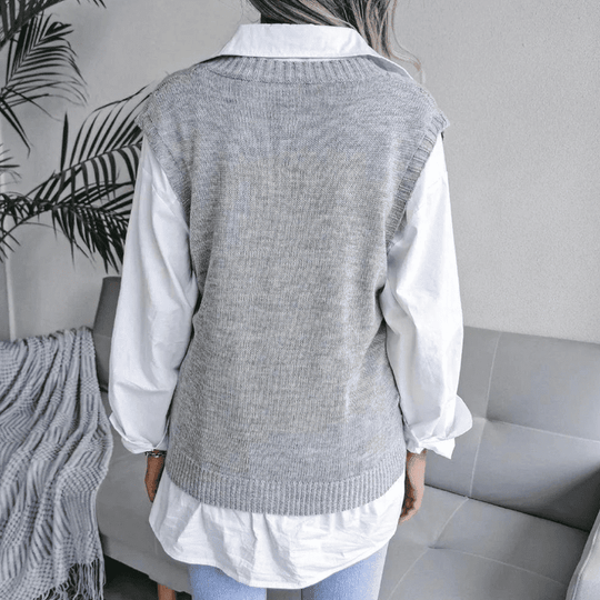 Kvinders Cardigan Ærmeløs V-Hals Acrylnet 2