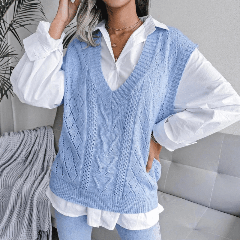 Kvinders Cardigan Ærmeløs V-Hals Acrylnet 4