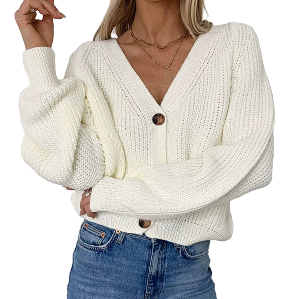 Kvinders Cardigan Jakke Chunky Strik 0