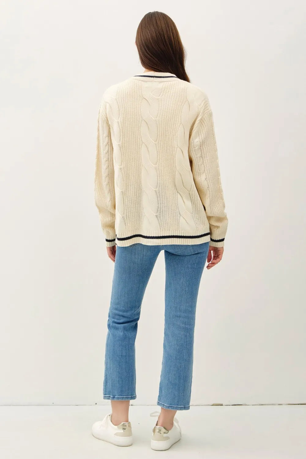 Kvinders Cardigan V-Neck Kabelstrik 100% Akryl 1