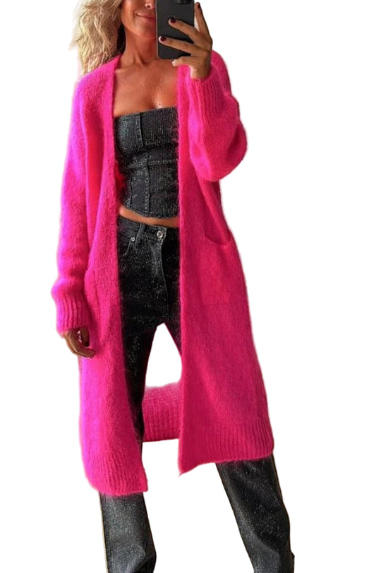 Kvinders Cardigan – Oversized Fit – Langline Åben Front – Lommer 0