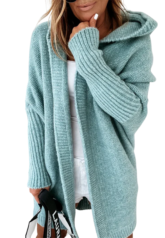 Kvinders Cardigan – Oversized Pasform – Strikket Uldblanding – Hætte 3
