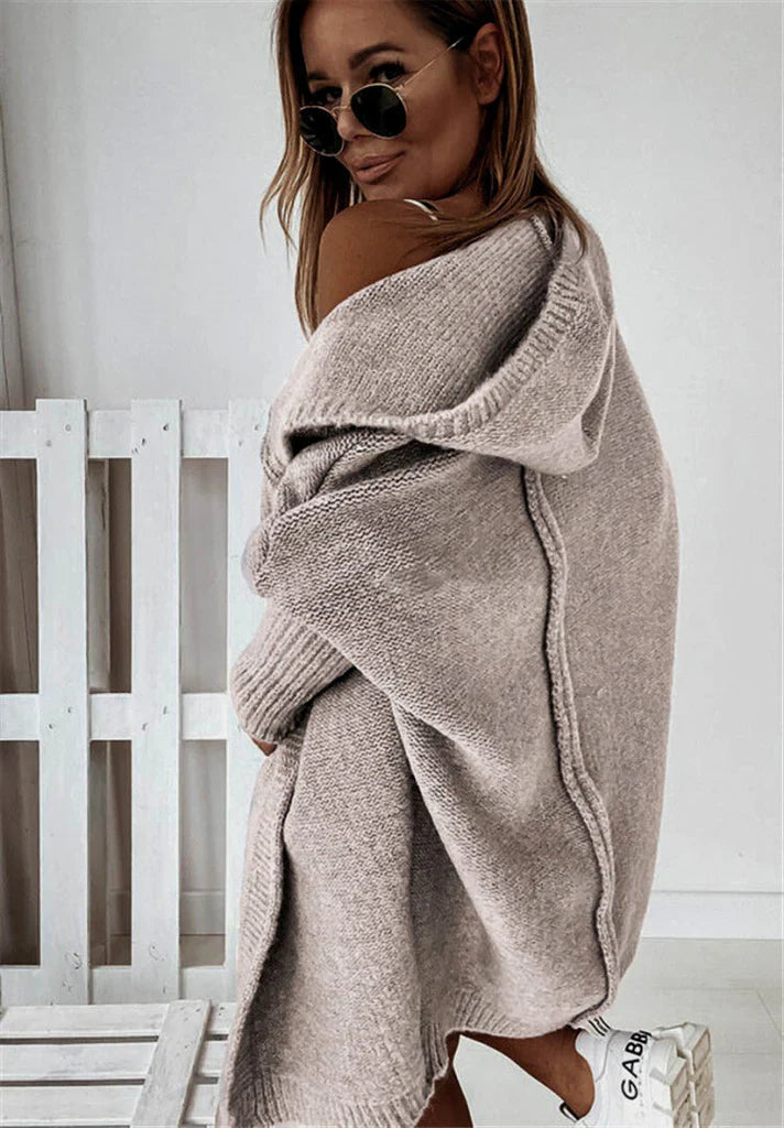 Kvinders Cardigan – Oversized Pasform – Strikket Uldblanding – Hætte 5