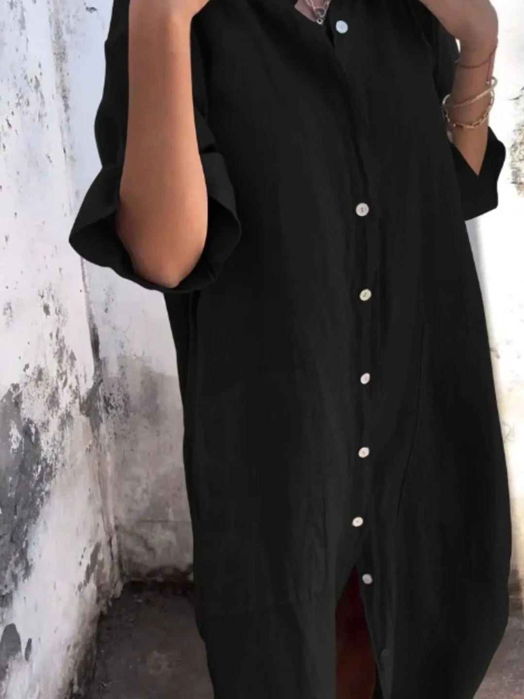 Kvinders Casual Skjorte Kjole i Linnedlook Plus Size 5